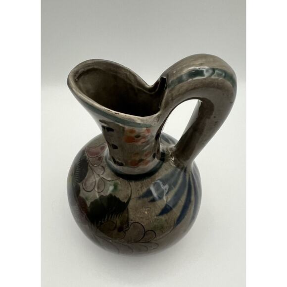Tonala Mexican Art Pottery Ceramic Pitcher Jug Vase 7” Signed - Picture 6 of 10